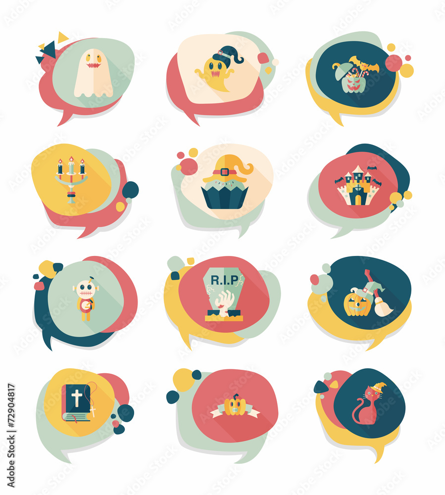 Halloween bubble speech banner design flat background set, eps10 Halloween bubble speech banner design flat background set, eps10