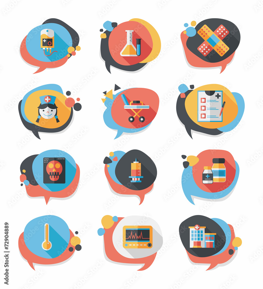 hospital bubble speech banner design flat background set, eps10 hospital bubble speech banner design flat background set, eps10