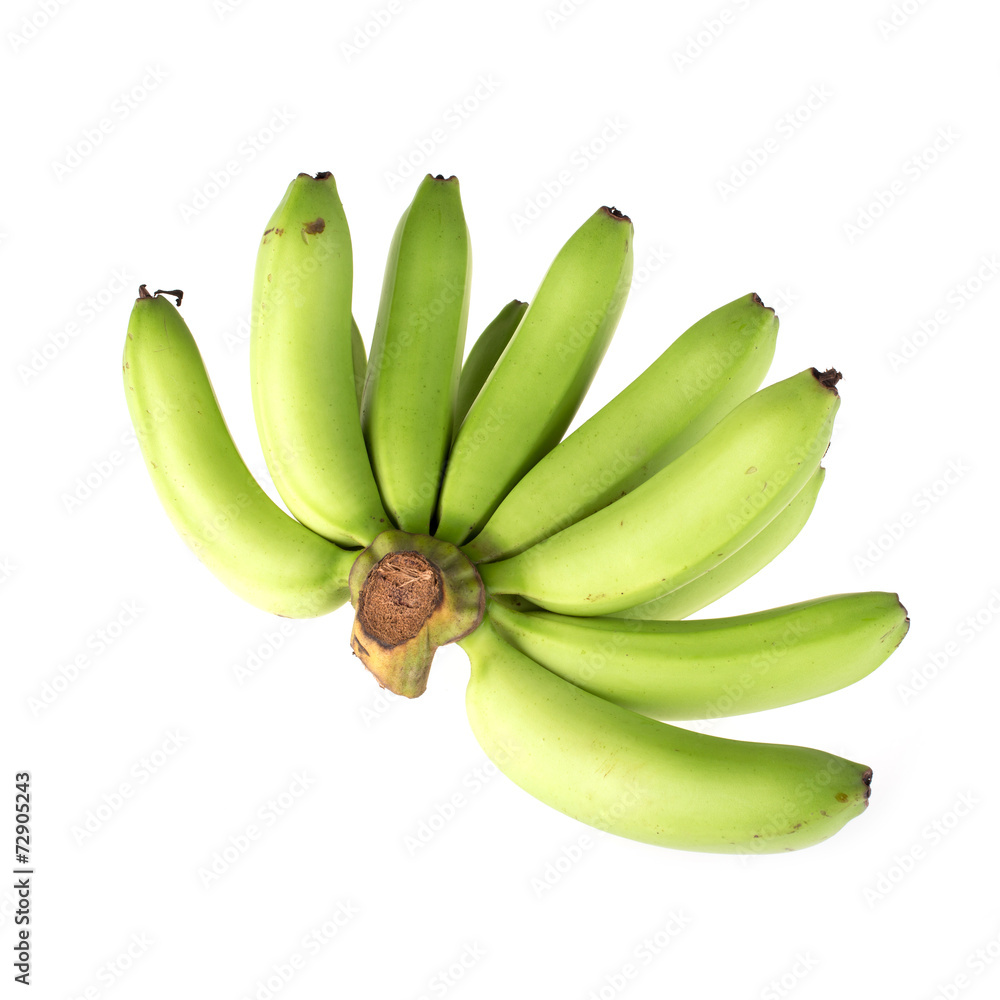 green banana raw isolated on white background