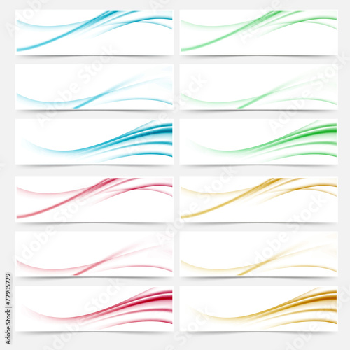 Abstract web colorful line header footer set