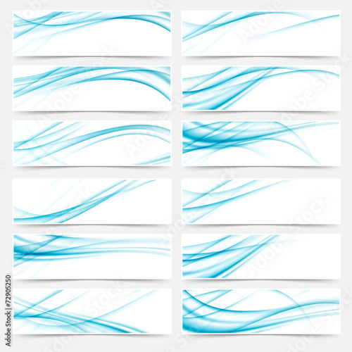 Blue flyers web swoosh modern headers footers