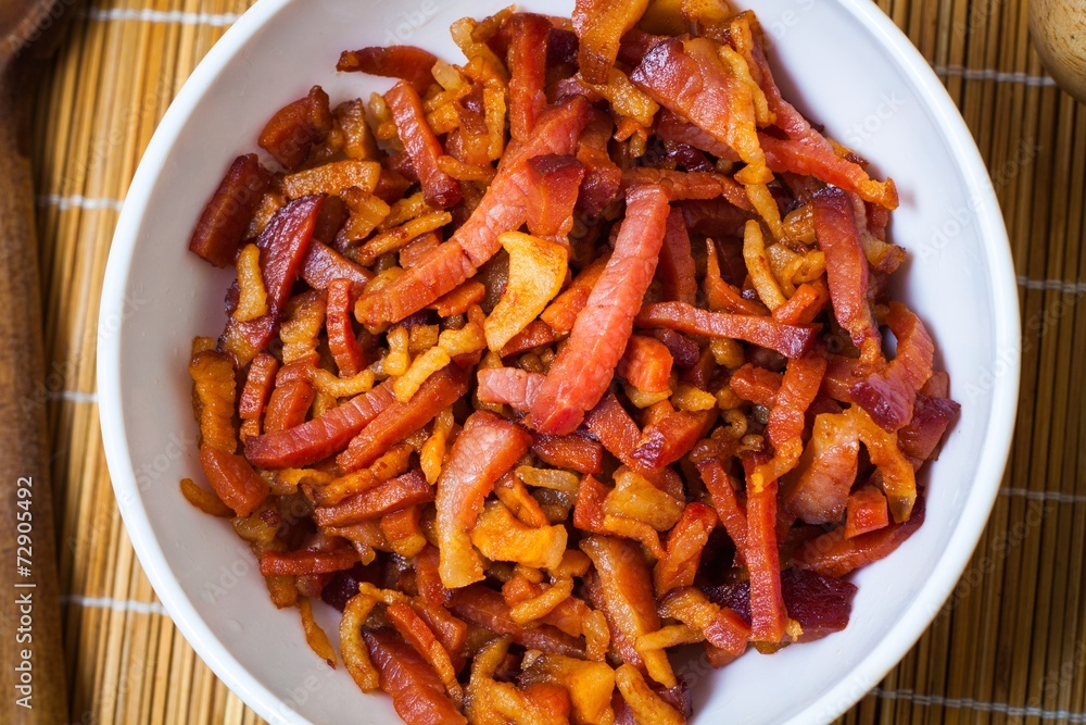 Fried chopped bacon Fried chopped bacon
