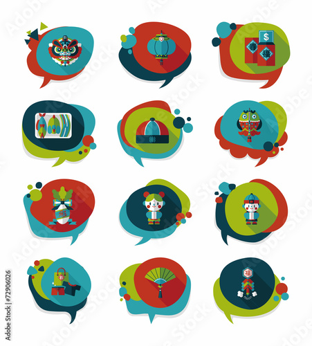 Chinese New Year bubble speech flat banner design flat backgroun