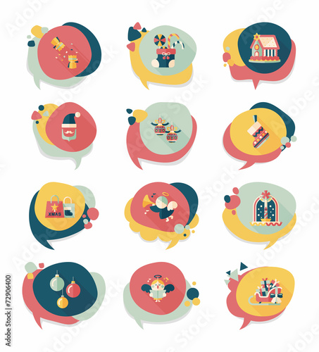 Christmas bubble speech banner design flat background set, eps10