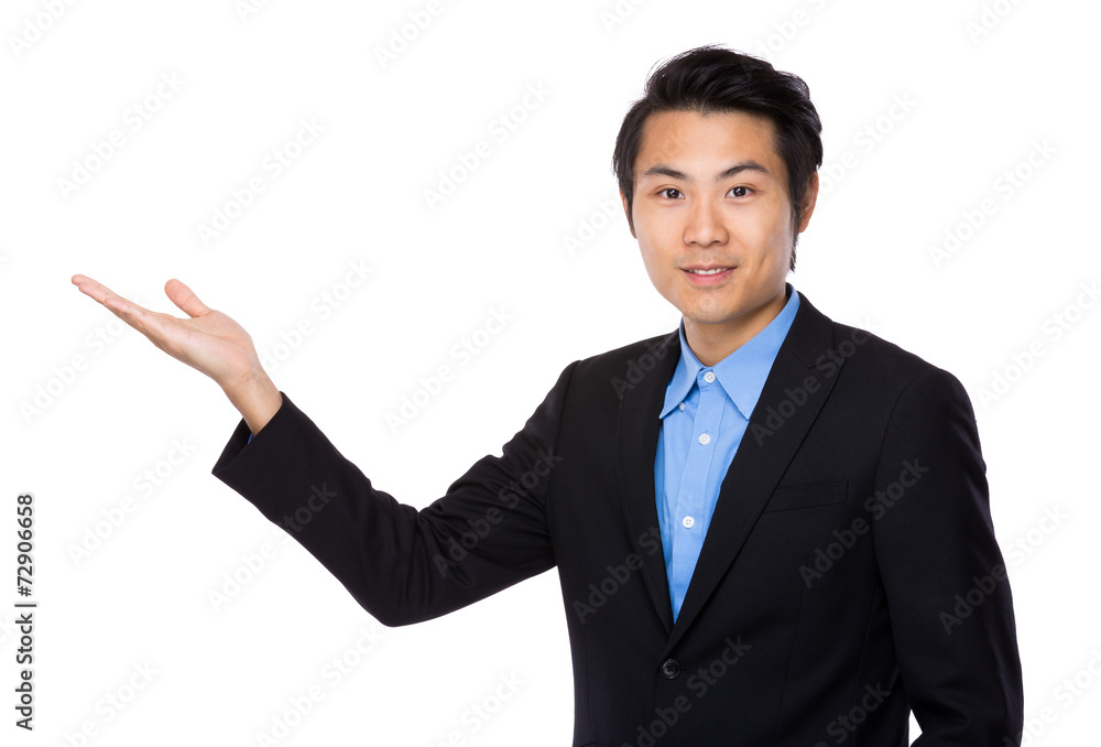 Business man with hand show with balnk sign Business man with hand show with balnk sign