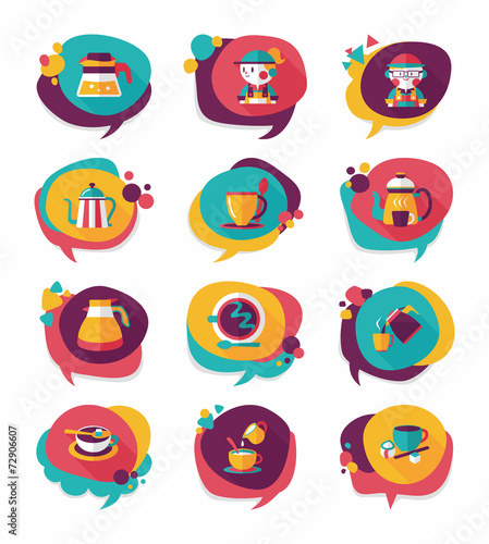 Coffee bubble speech flat banner design flat background set, eps