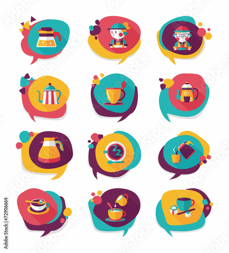 Coffee bubble speech flat banner design flat background set, eps