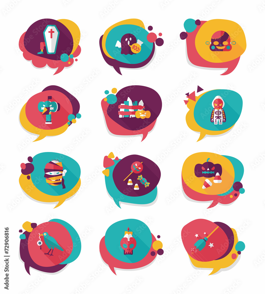 Halloween bubble speech banner design flat background set, eps10 Halloween bubble speech banner design flat background set, eps10