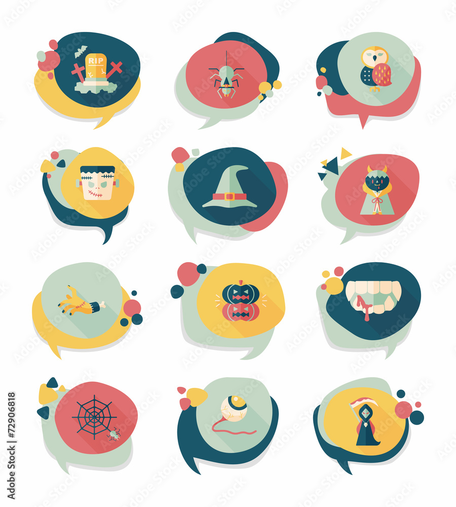 Halloween bubble speech banner design flat background set, eps10 Halloween bubble speech banner design flat background set, eps10