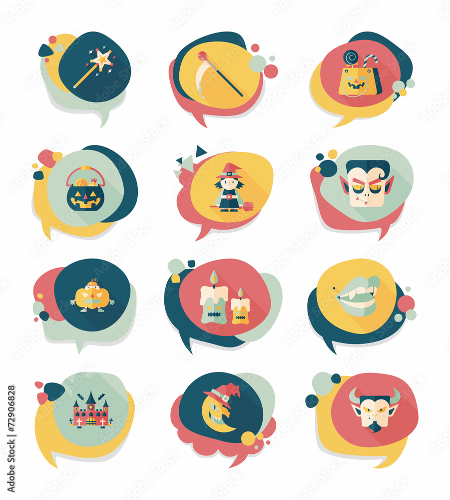 Halloween bubble speech banner design flat background set, eps10 Halloween bubble speech banner design flat background set, eps10