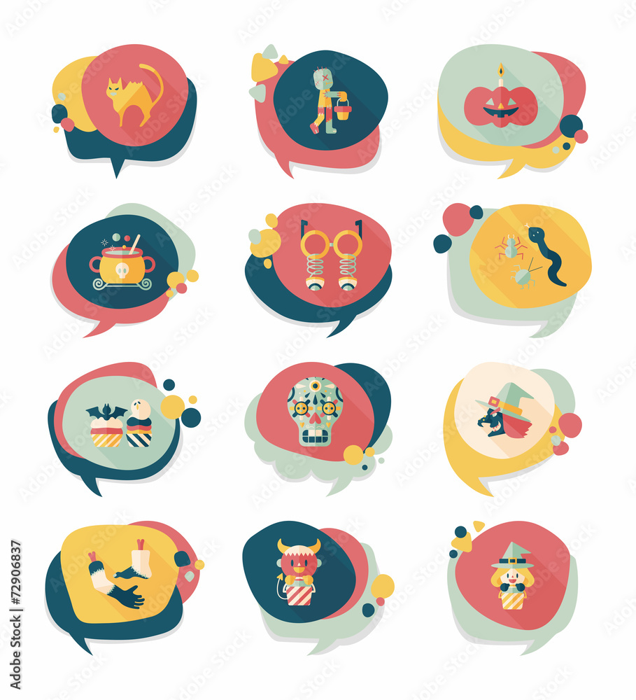 Halloween bubble speech banner design flat background set, eps10 Halloween bubble speech banner design flat background set, eps10