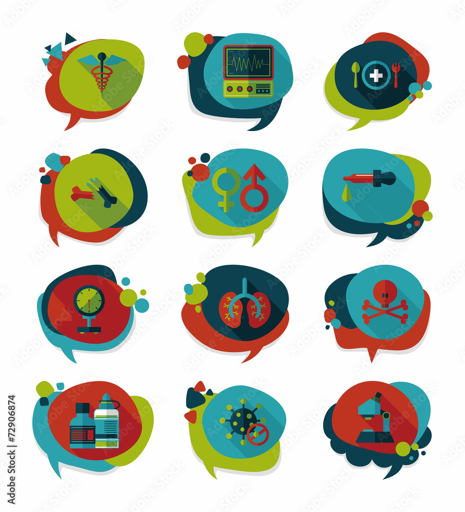 hospital bubble speech banner design flat background set, eps10