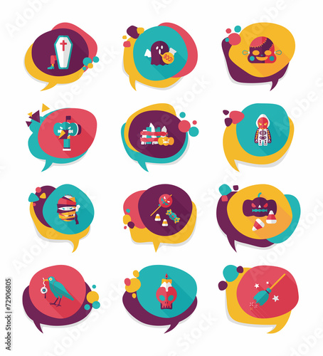 Halloween bubble speech banner design flat background set, eps10
