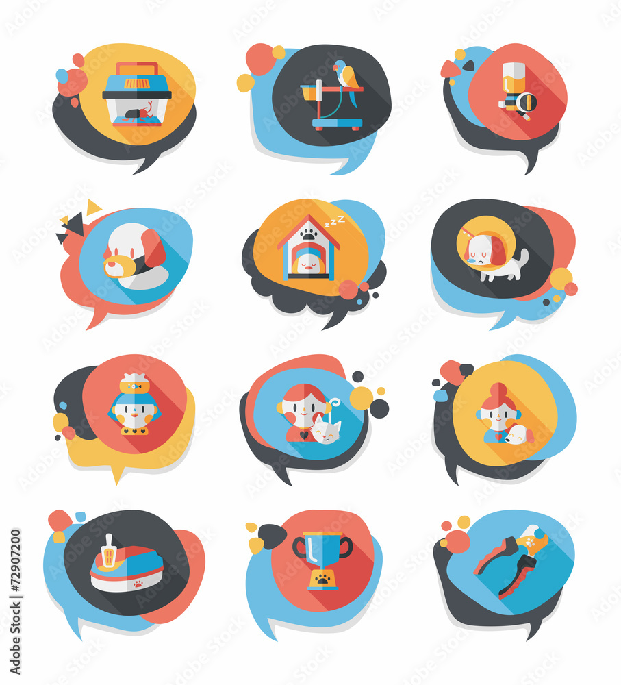 Pet bubble speech flat banner design background set, eps10 Pet bubble speech flat banner design background set, eps10
