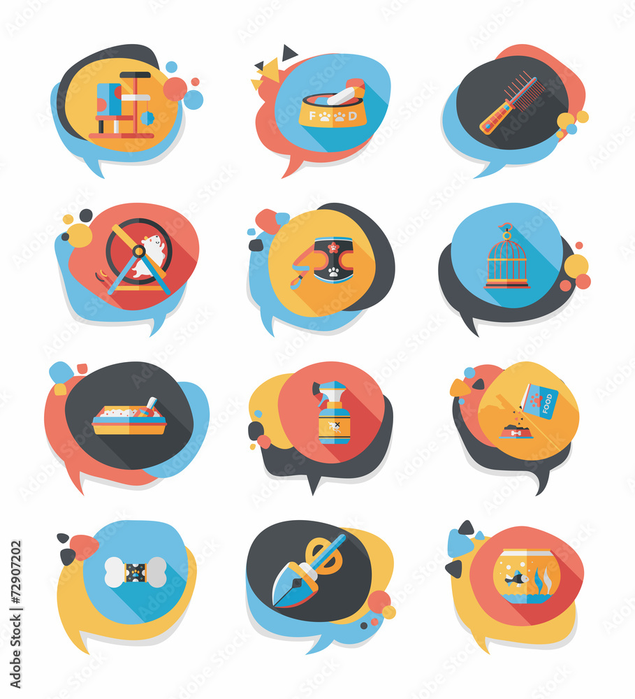 Pet bubble speech flat banner design background set, eps10 Pet bubble speech flat banner design background set, eps10
