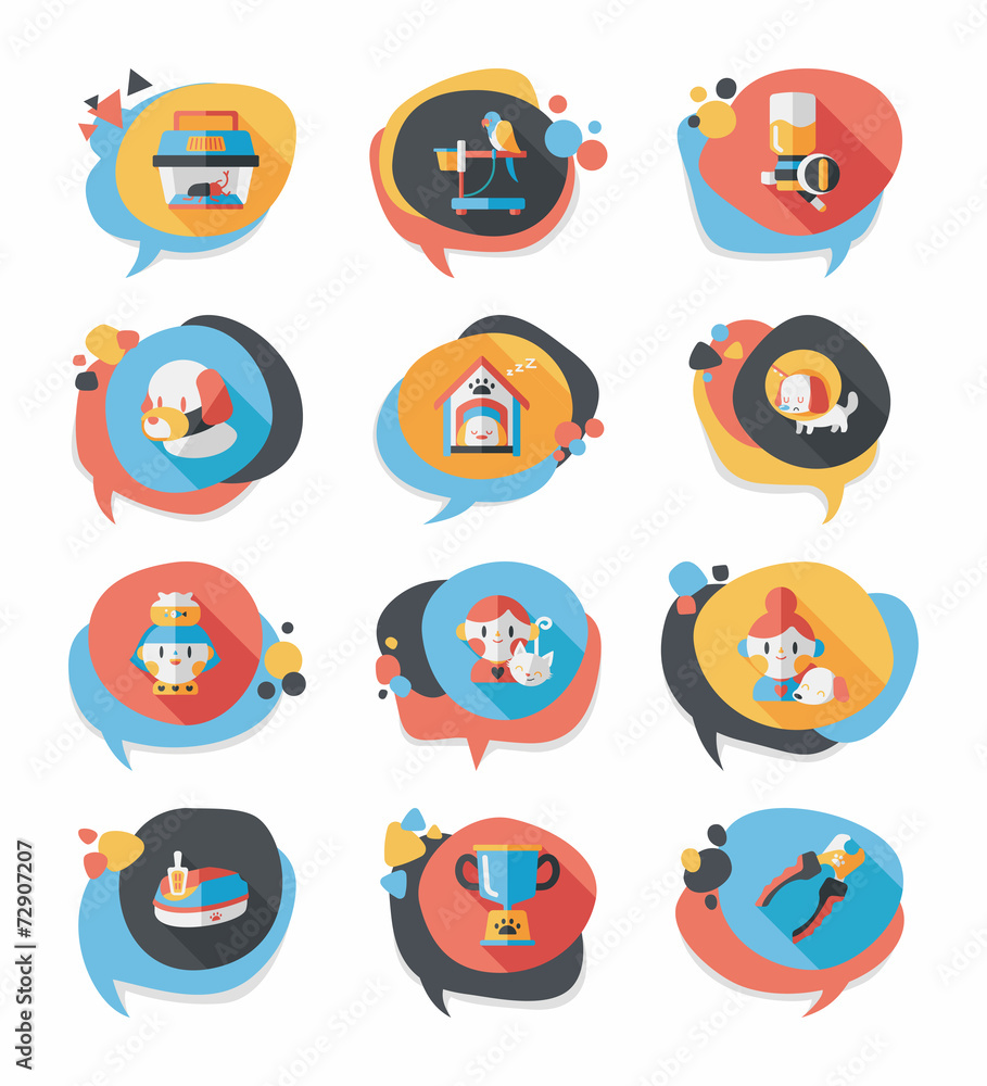 Pet bubble speech flat banner design background set, eps10 Pet bubble speech flat banner design background set, eps10