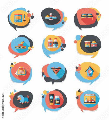 Pet bubble speech flat banner design background set, eps10