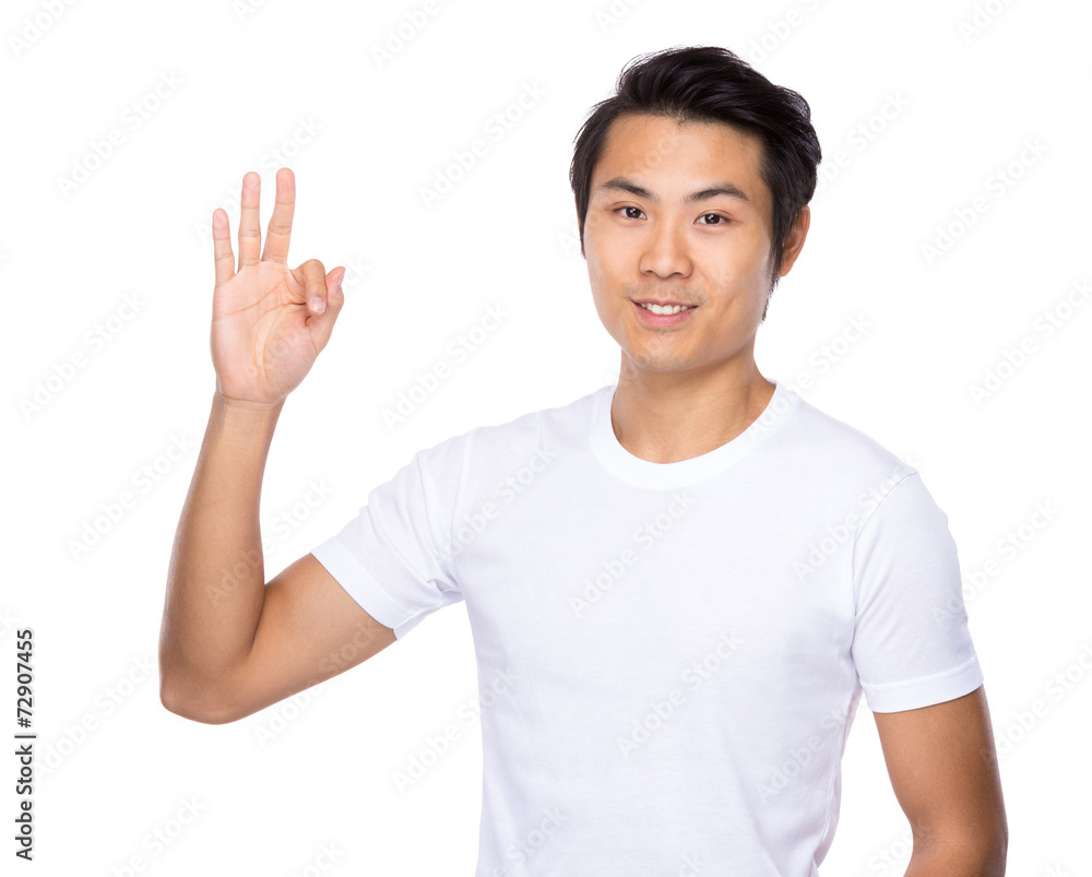 Asian man with ok sign Asian man with ok sign