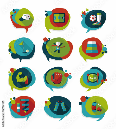 Sport speech bubble flat banner design background set, eps10