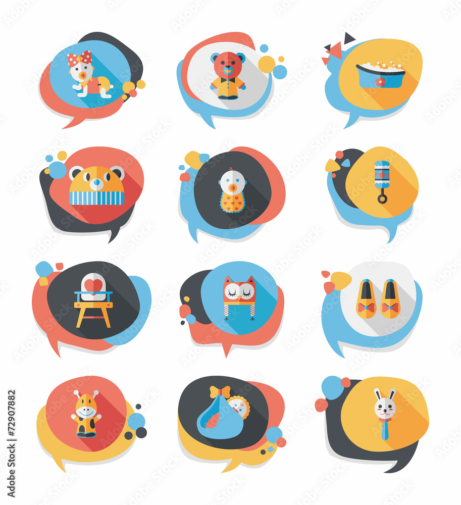 baby bubble speech banner design flat background set, eps10 baby bubble speech banner design flat background set, eps10