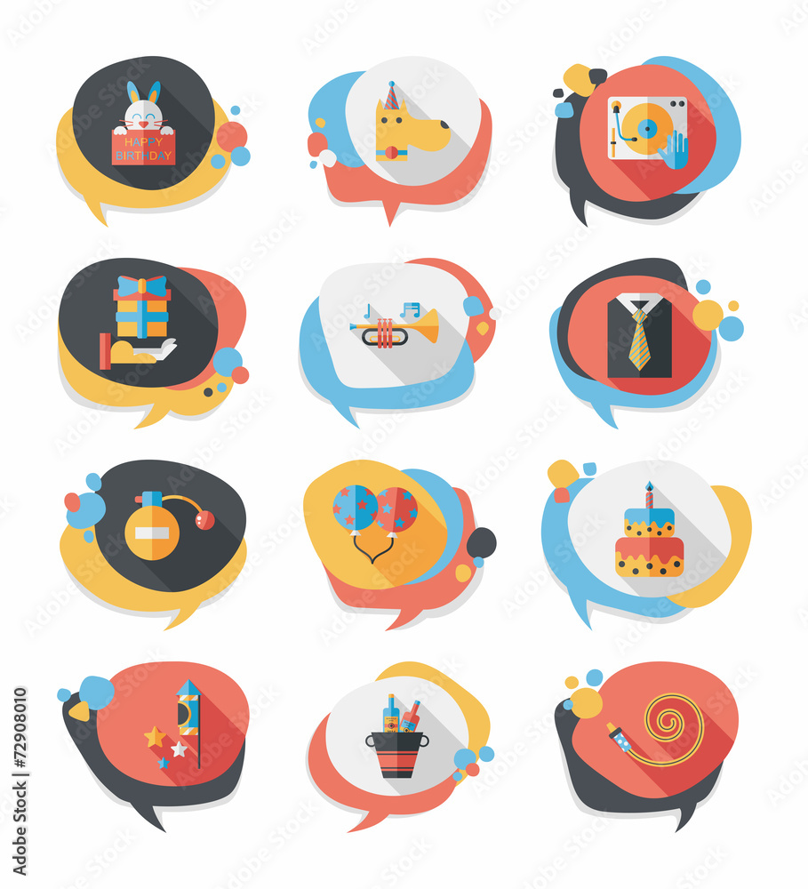 Birthday bubble speech banner design flat background set, eps10 Birthday bubble speech banner design flat background set, eps10