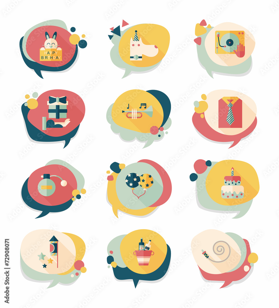 Birthday bubble speech banner design flat background set, eps10 Birthday bubble speech banner design flat background set, eps10