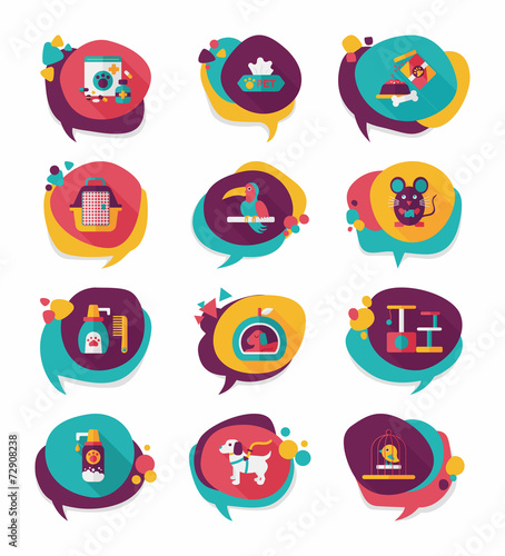 Pet bubble speech flat banner design background set, eps10