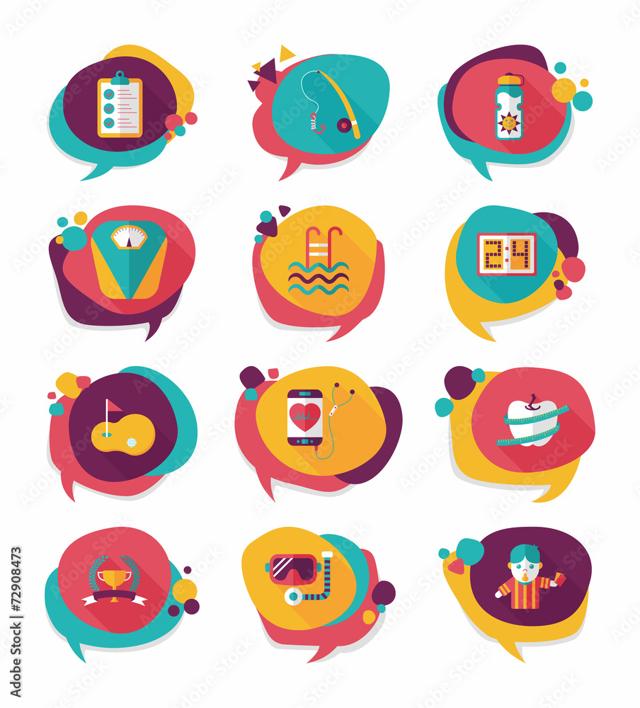 Sport speech bubble flat banner design background set, eps10 Sport speech bubble flat banner design background set, eps10