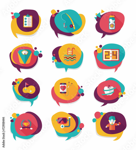 Sport speech bubble flat banner design background set, eps10