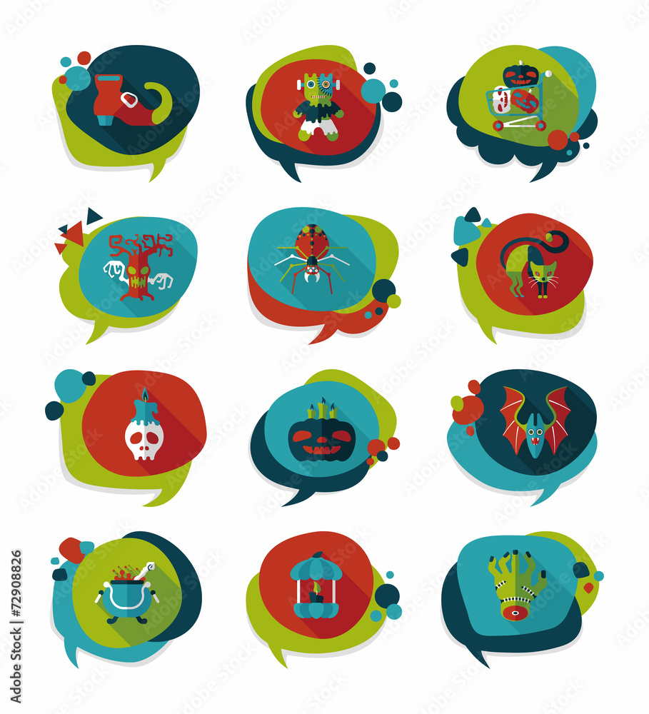 Halloween bubble speech banner design flat background set, eps10 Halloween bubble speech banner design flat background set, eps10