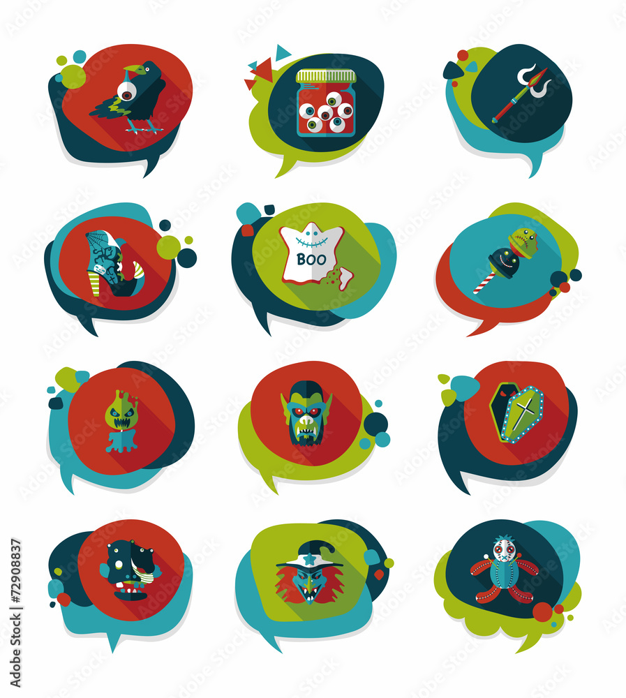 Halloween bubble speech banner design flat background set, eps10 Halloween bubble speech banner design flat background set, eps10