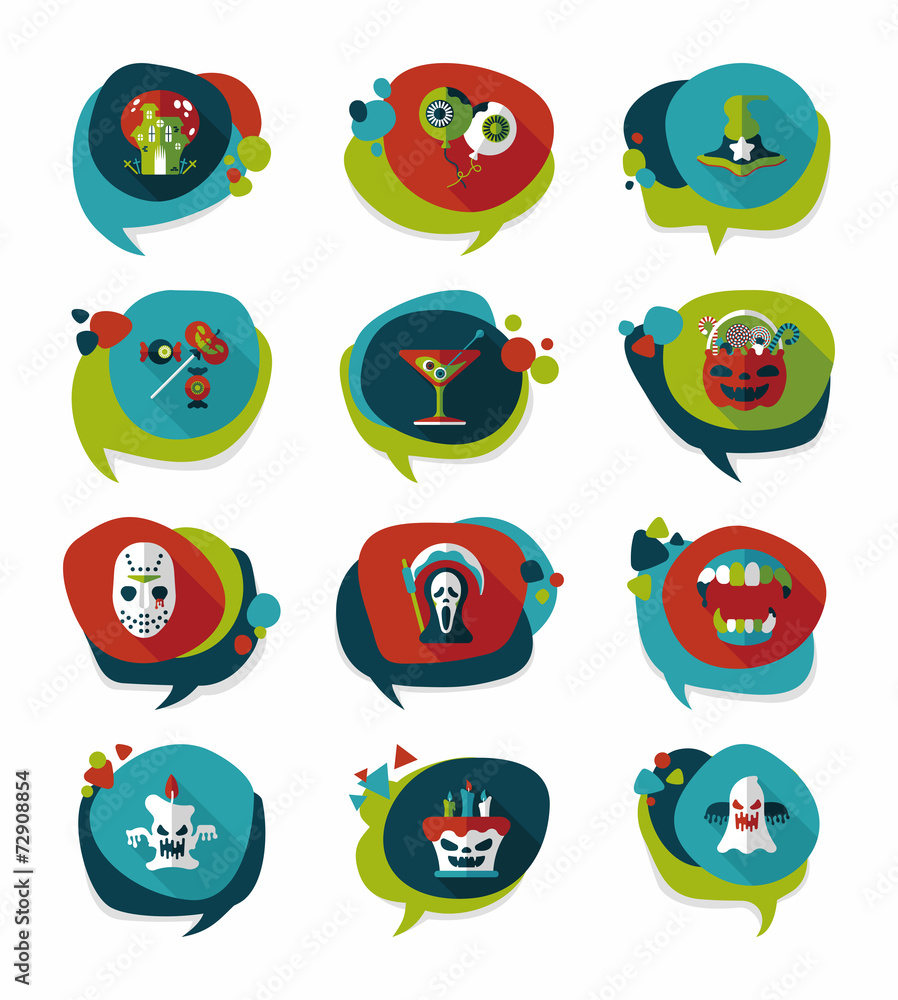 Halloween bubble speech banner design flat background set, eps10 Halloween bubble speech banner design flat background set, eps10