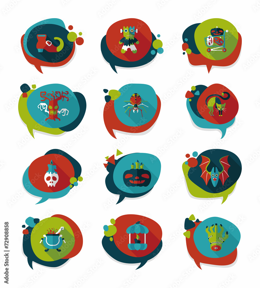 Halloween bubble speech banner design flat background set, eps10 Halloween bubble speech banner design flat background set, eps10