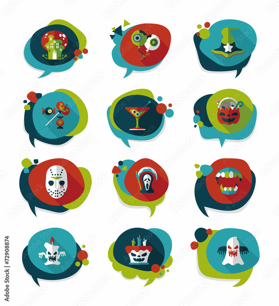 Halloween bubble speech banner design flat background set, eps10 Halloween bubble speech banner design flat background set, eps10