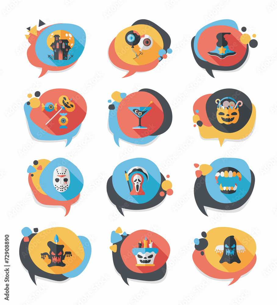 Halloween bubble speech banner design flat background set, eps10 Halloween bubble speech banner design flat background set, eps10