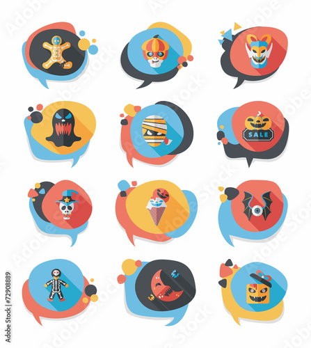 Halloween bubble speech banner design flat background set, eps10