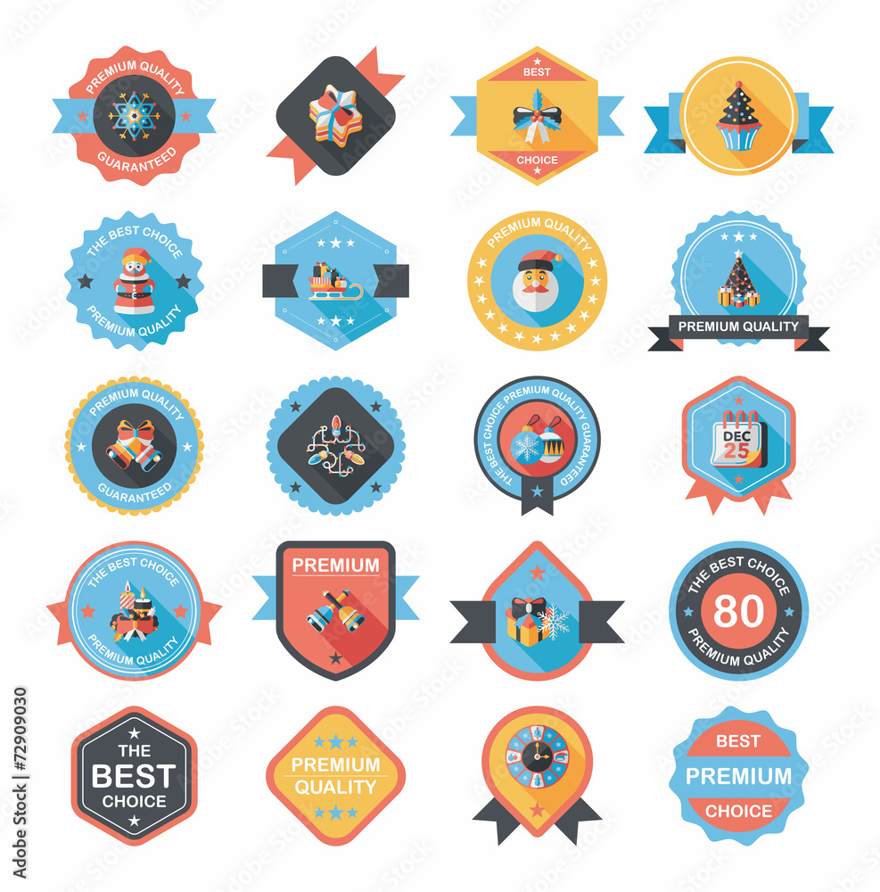 Christmas badge banner design flat background set, eps10 Christmas badge banner design flat background set, eps10