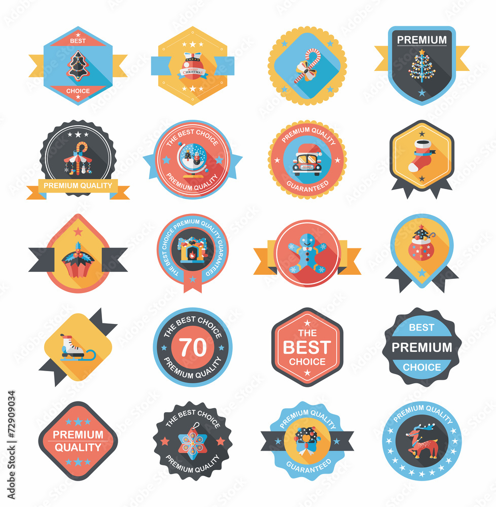 Christmas badge banner design flat background set, eps10 Christmas badge banner design flat background set, eps10