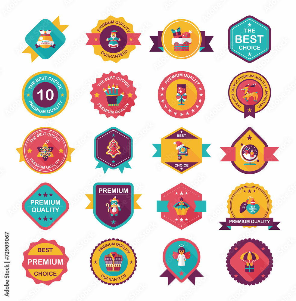 Christmas badge banner design flat background set, eps10 Christmas badge banner design flat background set, eps10