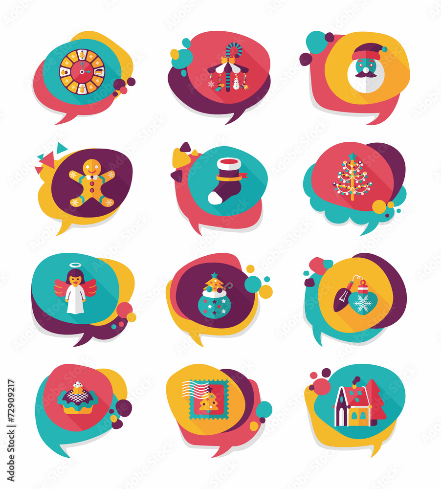 Christmas bubble speech banner design flat background set, eps10 Christmas bubble speech banner design flat background set, eps10