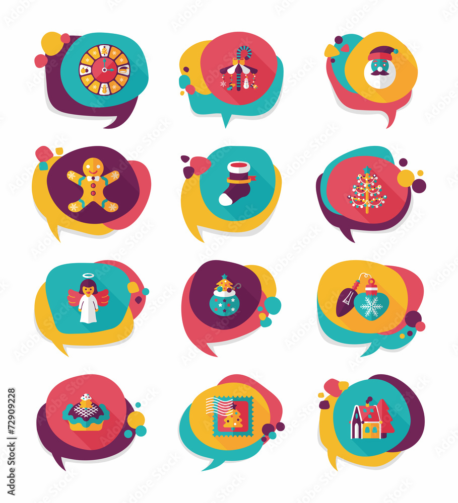 Christmas bubble speech banner design flat background set, eps10 Christmas bubble speech banner design flat background set, eps10