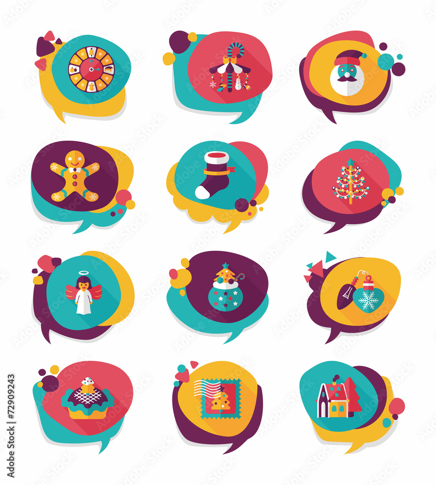 Christmas bubble speech banner design flat background set, eps10 Christmas bubble speech banner design flat background set, eps10
