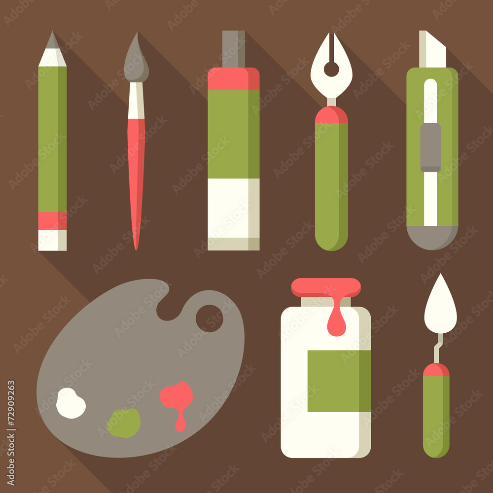 Set of flat icons for painting Set of flat icons for painting