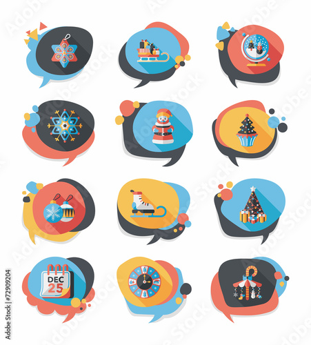 Christmas bubble speech banner design flat background set, eps10