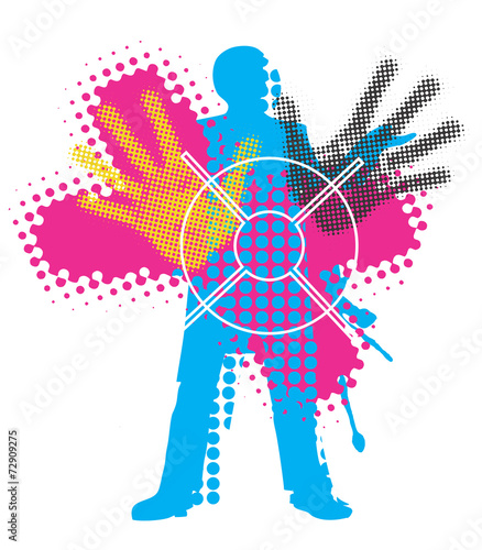 Color print grunge background