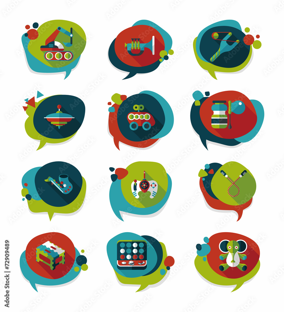 Toy speech bubble banner design flat background set, eps10
