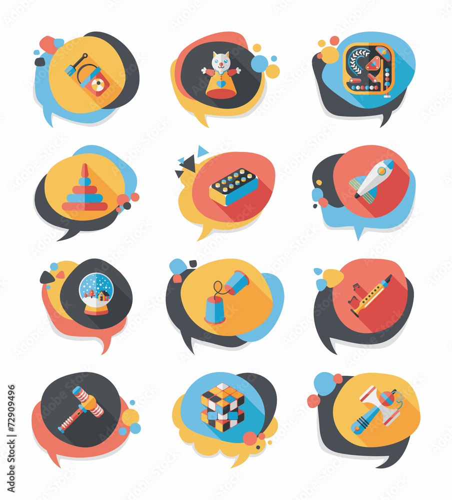 Toy speech bubble banner design flat background set, eps10 Toy speech bubble banner design flat background set, eps10