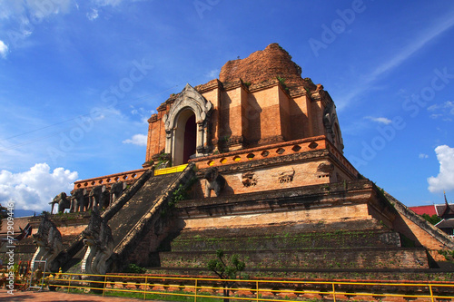 Ancient pagoda at Wat Chedi Luang temple in Chiang Mai, Thailand