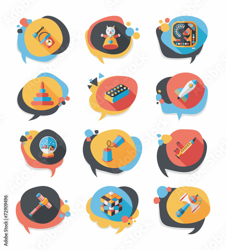 Toy speech bubble banner design flat background set, eps10