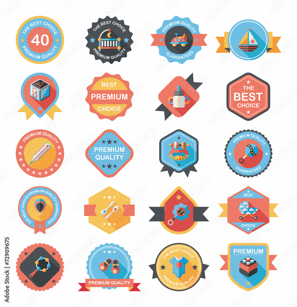 Baby badge banner design flat background set, eps10 Baby badge banner design flat background set, eps10